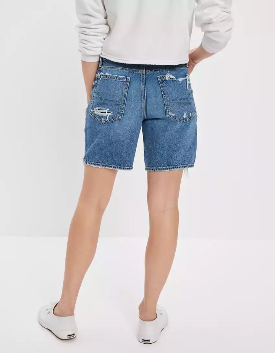 American Eagle AE Dreamy Drape Denim Low-Rise Baggy GolfShorts Damen Indigo | FBOWX6435