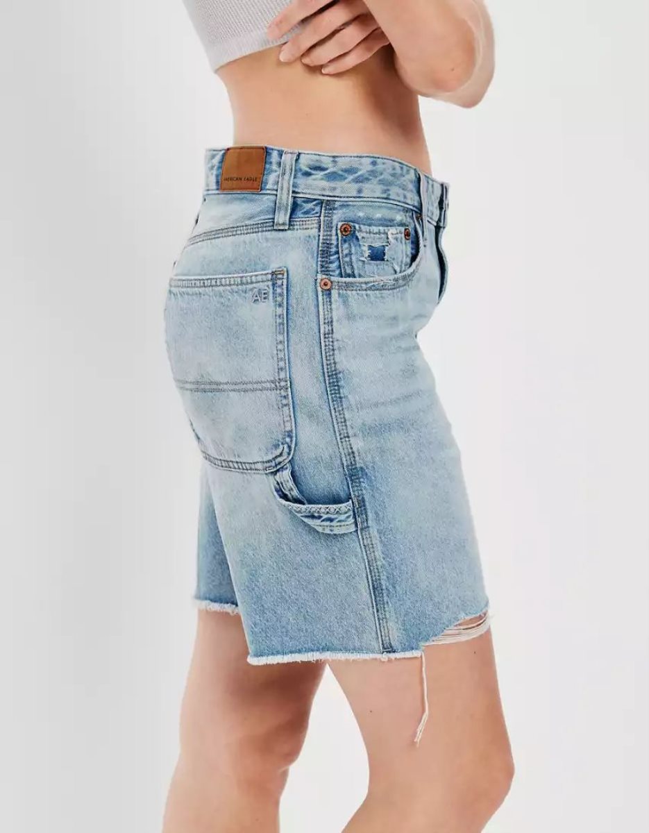 American Eagle AE Dreamy Drape Denim Low-Rise Baggy GolfShorts Damen Hellwaschen | RXWZM2087