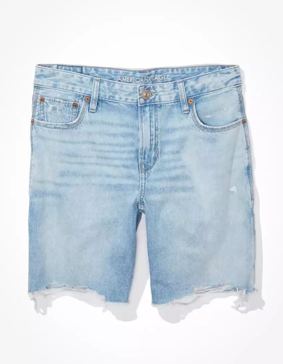 American Eagle AE Dreamy Drape Denim Low-Rise Baggy GolfShorts Damen Hellwaschen | RXWZM2087