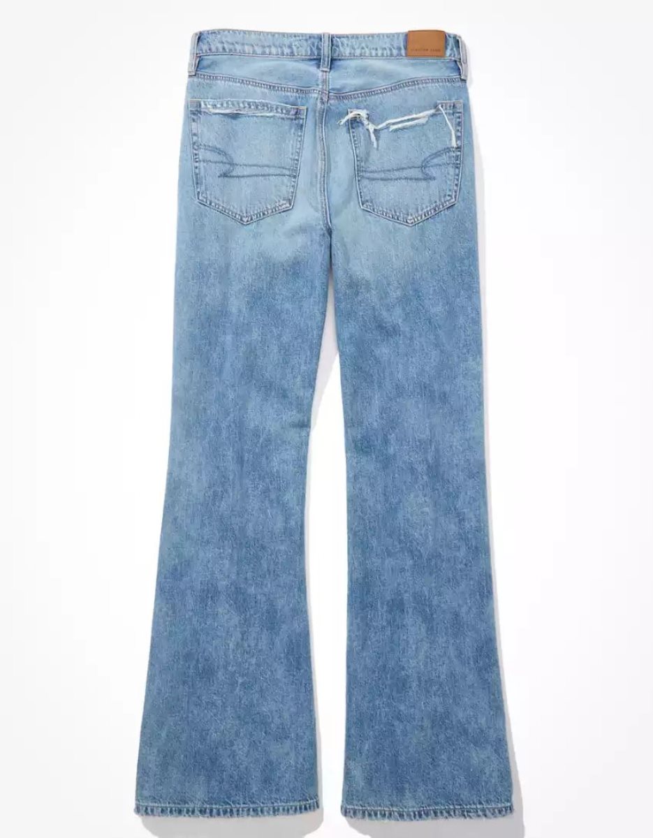 American Eagle AE Dreamy Drape Ripped Low-Rise Baggy Flare Jeans Damen Indigo | WLTAF0537