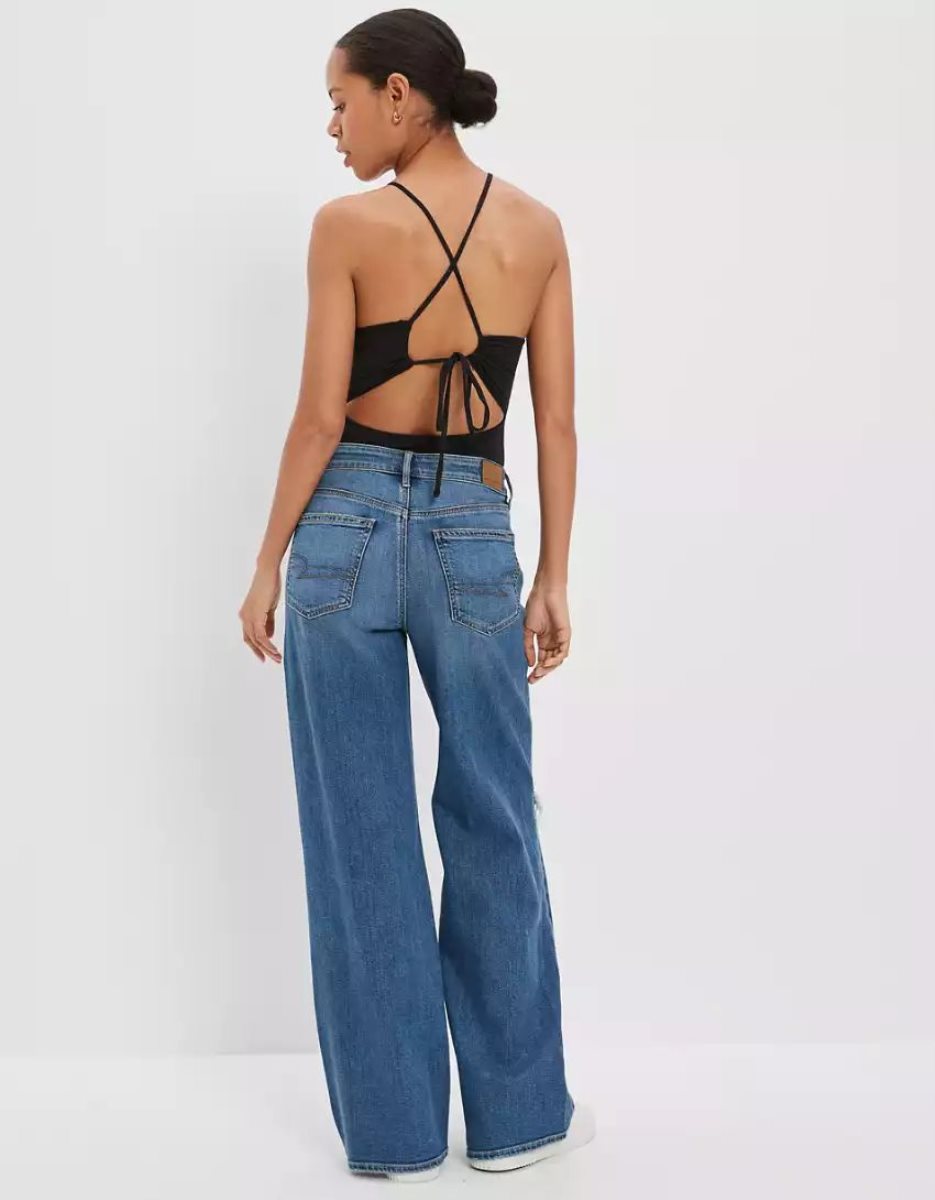 American Eagle AE Dreamy Drape Stretch Ripped Super High-Waisted Baggy Weite-Leg Jeans Damen Mehrfarbig | SEWNX7613