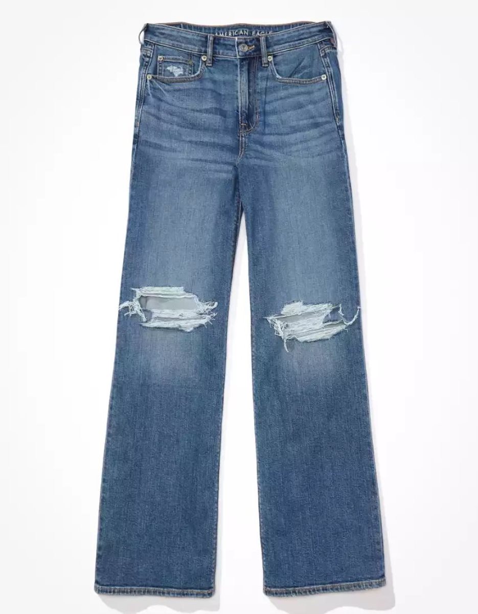 American Eagle AE Dreamy Drape Stretch Ripped Super High-Waisted Baggy Weite-Leg Jeans Damen Mehrfarbig | SEWNX7613