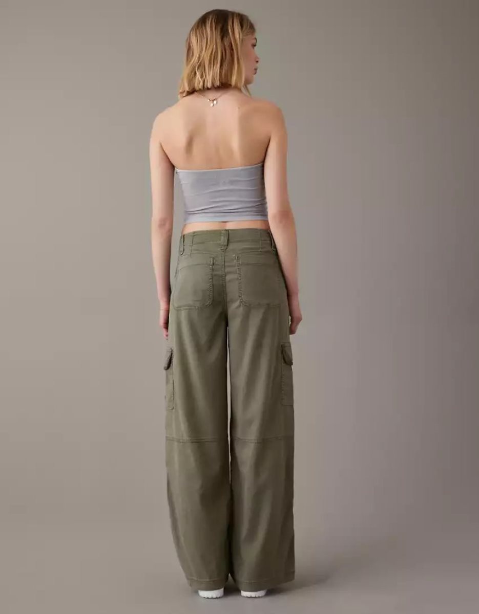 American Eagle AE Dreamy Drape Stretch Super High-Waisted Cargo Baggy Weite-Leg Pant Jeans Damen Olivgrün | BXRIF3760