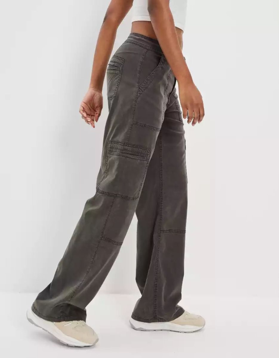 American Eagle AE Dreamy Drape Stretch Super High-Waisted Baggy Weite-Leg Pant Jeans Damen Grau | JPGYR9374