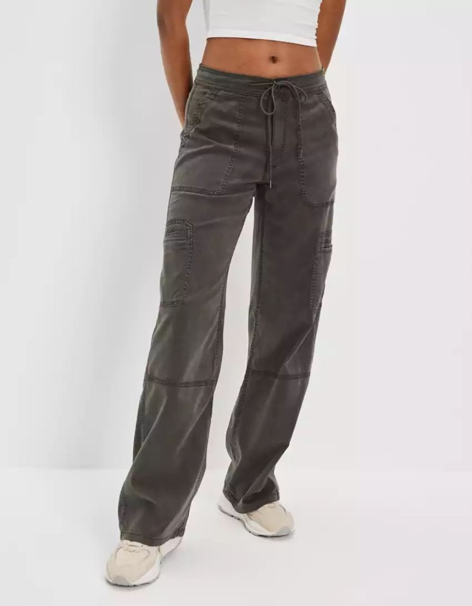 American Eagle AE Dreamy Drape Stretch Super High-Waisted Baggy Weite-Leg Pant Jeans Damen Grau | JPGYR9374