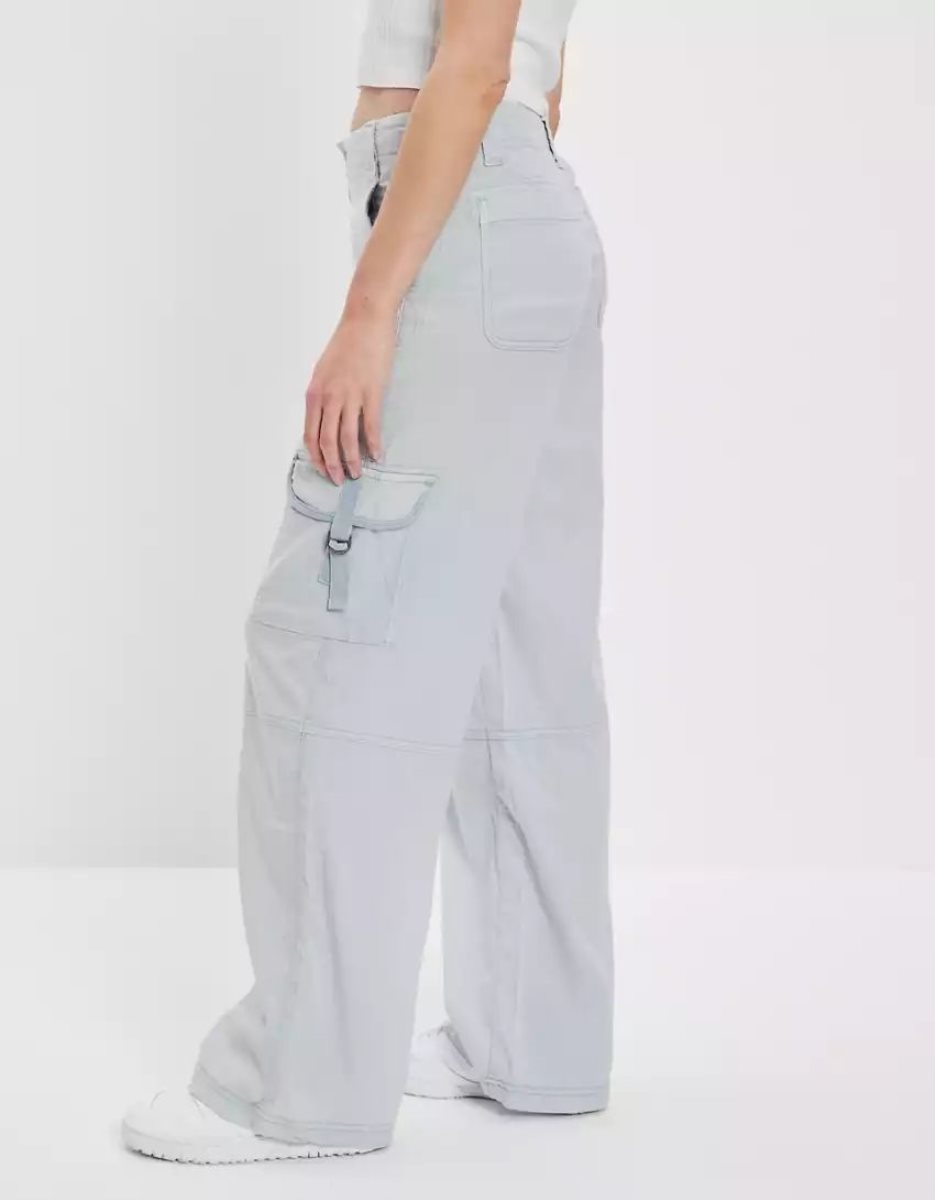 American Eagle AE Dreamy Drape Stretch Super High-Waisted Cargo Baggy Weite-Leg Pant Jeans Damen Blau | VZLGH7895