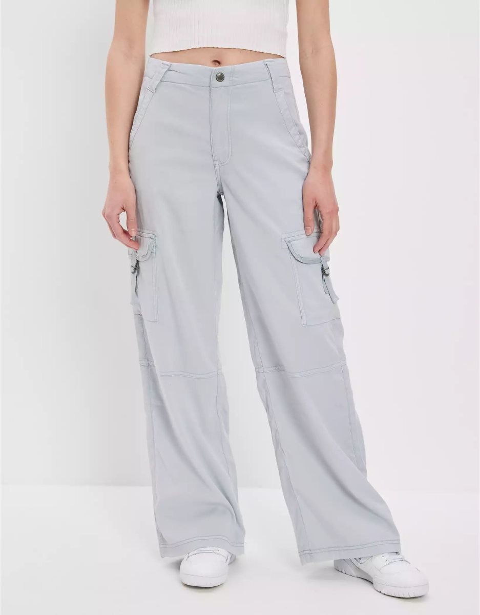 American Eagle AE Dreamy Drape Stretch Super High-Waisted Cargo Baggy Weite-Leg Pant Jeans Damen Blau | VZLGH7895