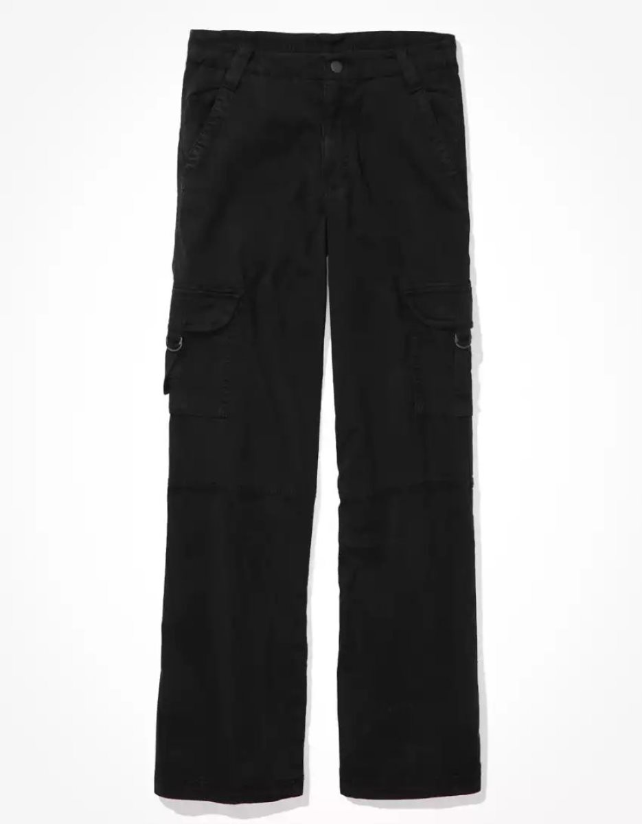 American Eagle AE Dreamy Drape Stretch Super High-Waisted Cargo Baggy Weite-Leg Pant Jeans Damen Schwarz | YBZGX6831