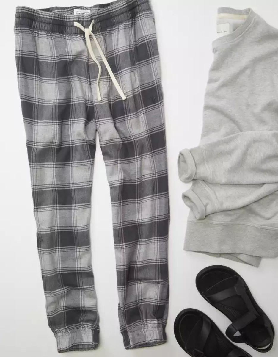 American Eagle AE Flannel Joggers Loungewear Herren Grau | EJAOZ9426