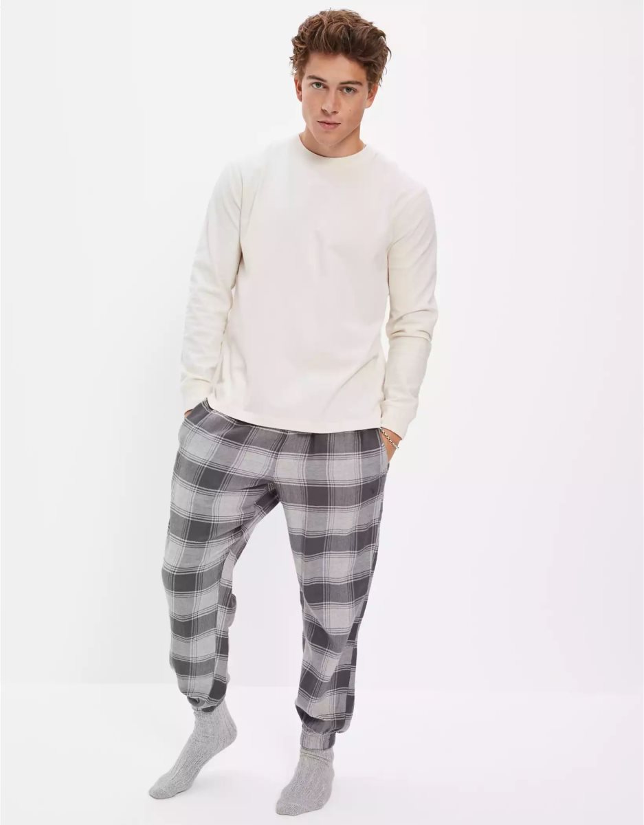 American Eagle AE Flannel Joggers Loungewear Herren Grau | EJAOZ9426