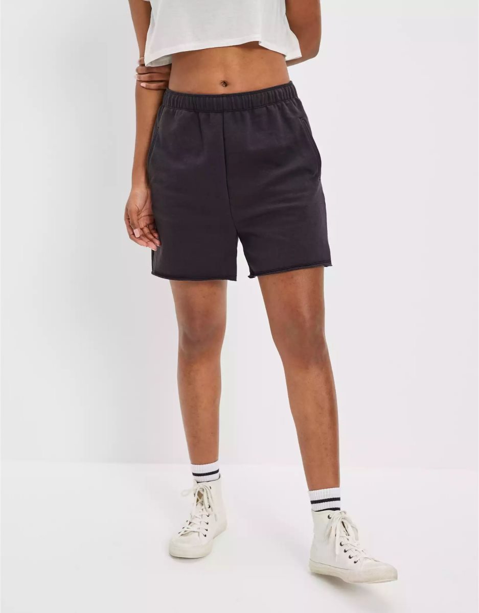 American Eagle AE Fleece Baggy GolfShorts Damen Schwarz | AIYBT5640