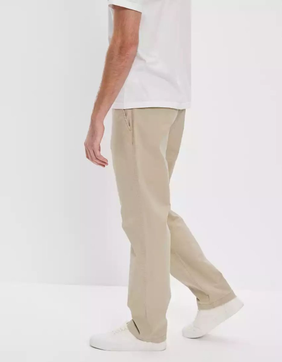 American Eagle AE Flex Relaxed Gerade Lived-In Khaki Hose Herren Hellkhaki | HMIPO0958