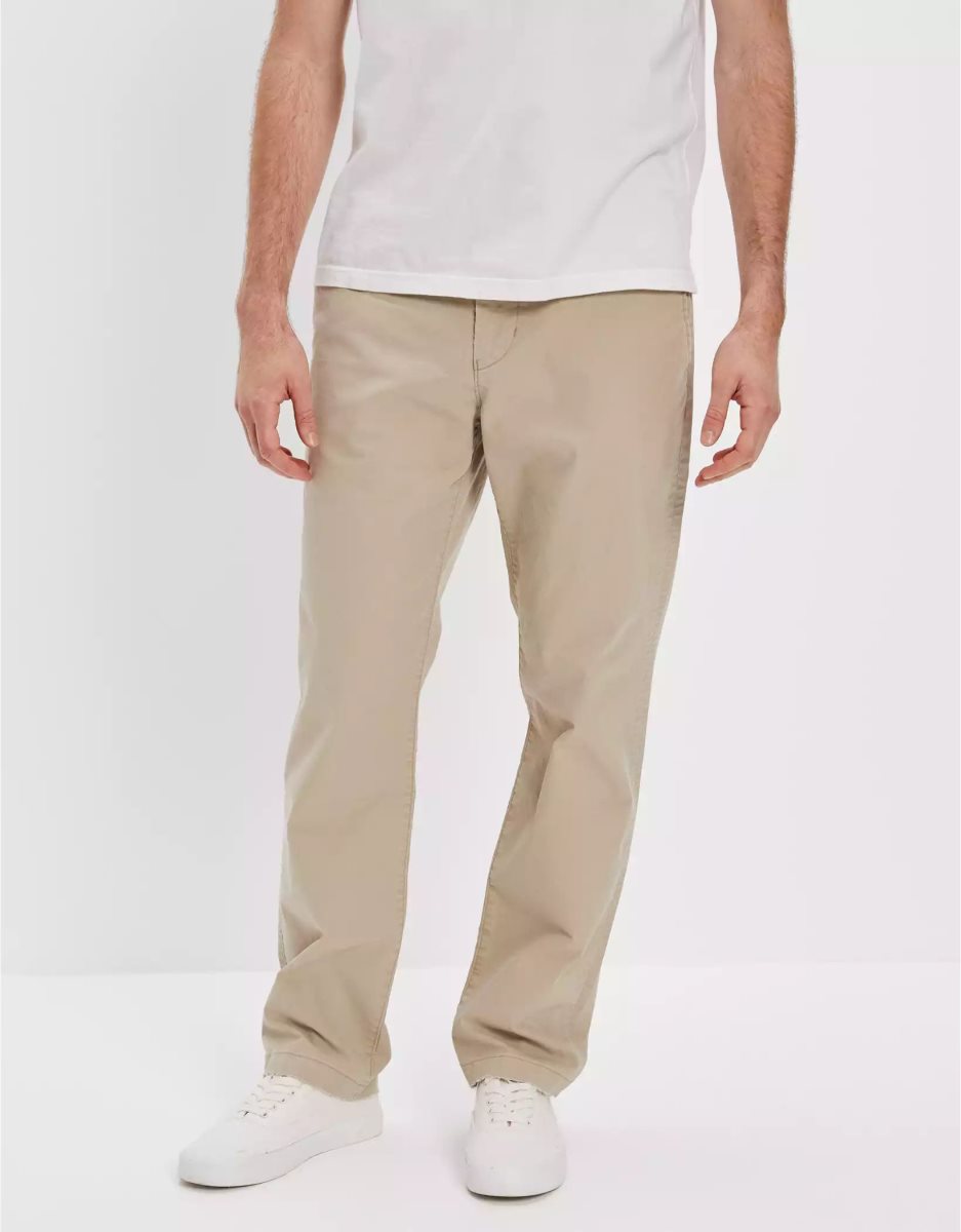 American Eagle AE Flex Relaxed Gerade Lived-In Khaki Hose Herren Hellkhaki | HMIPO0958