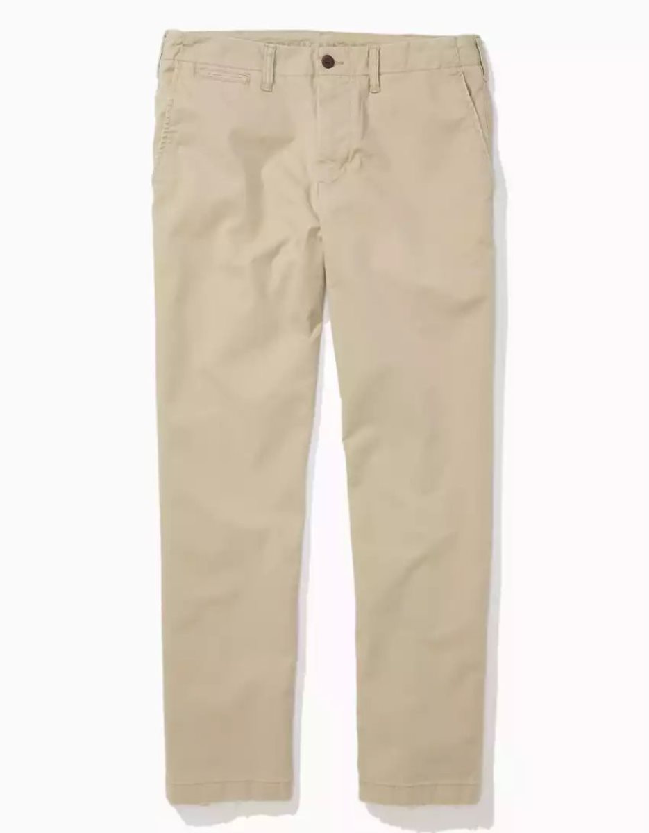 American Eagle AE Flex Relaxed Gerade Lived-In Khaki Hose Herren Hellkhaki | HMIPO0958