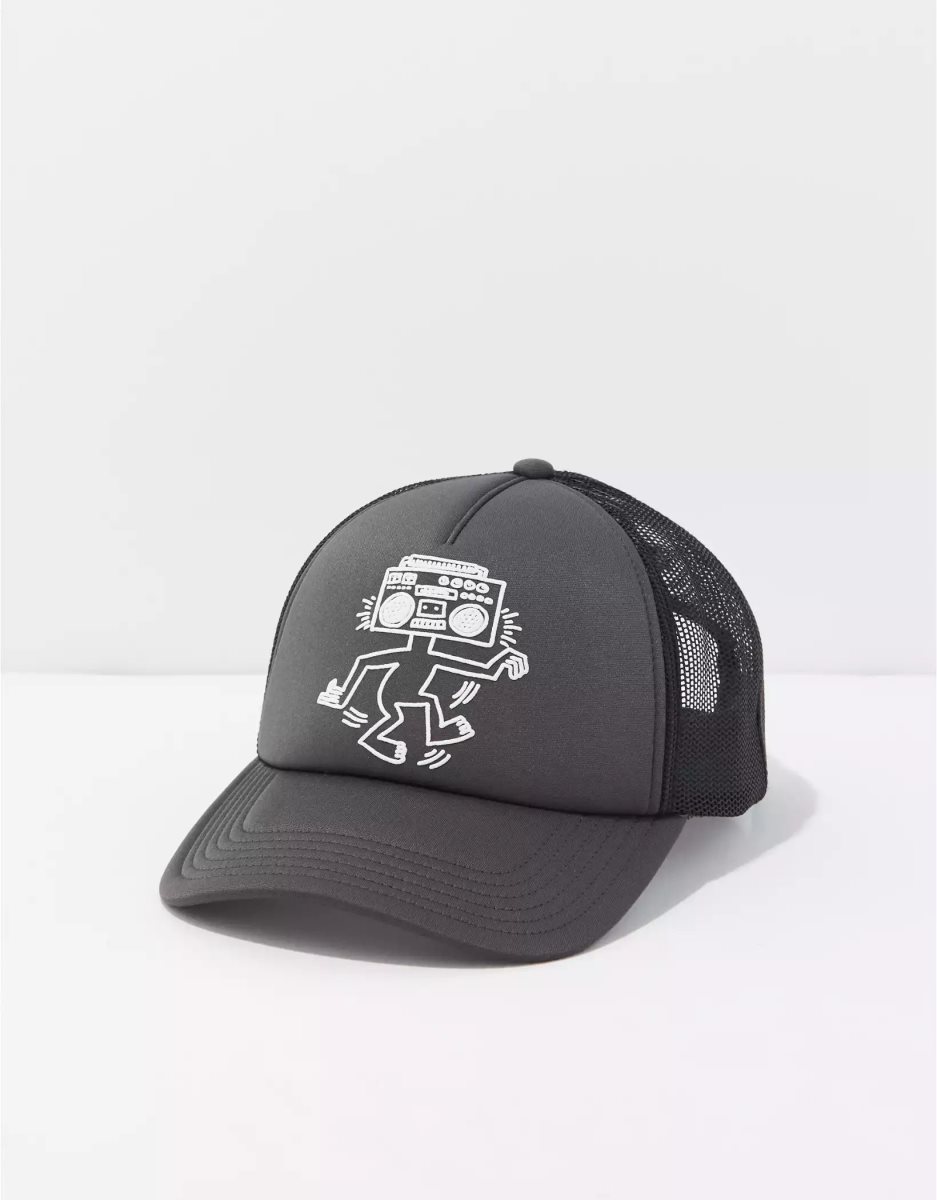 American Eagle AE Graphic Trucker Hüte Herren Schwarz | SCWNE6935