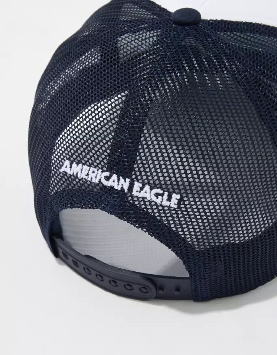 American Eagle AE Graphic Trucker Hüte Herren Navy | WODBL4837