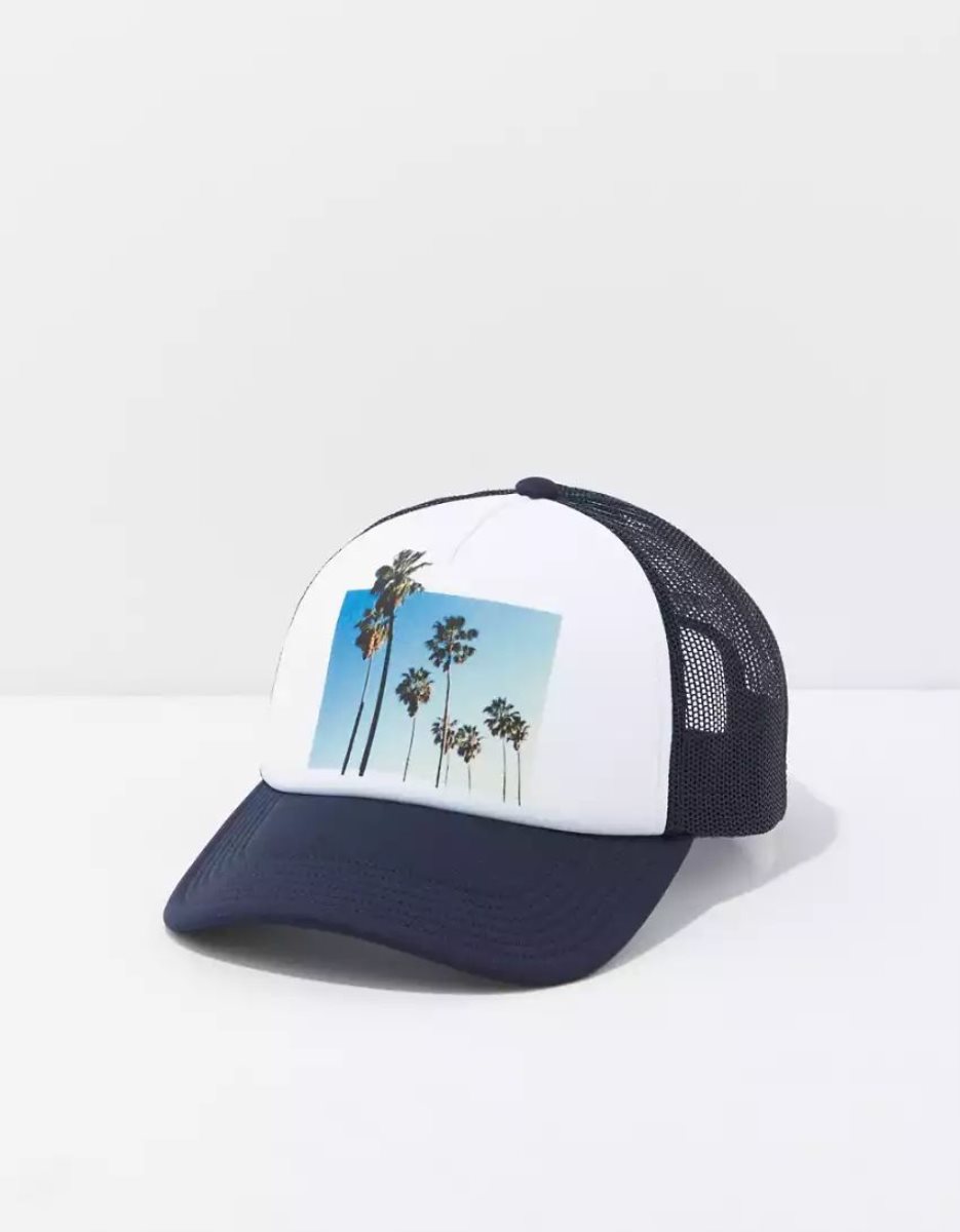 American Eagle AE Graphic Trucker Hüte Herren Navy | WODBL4837