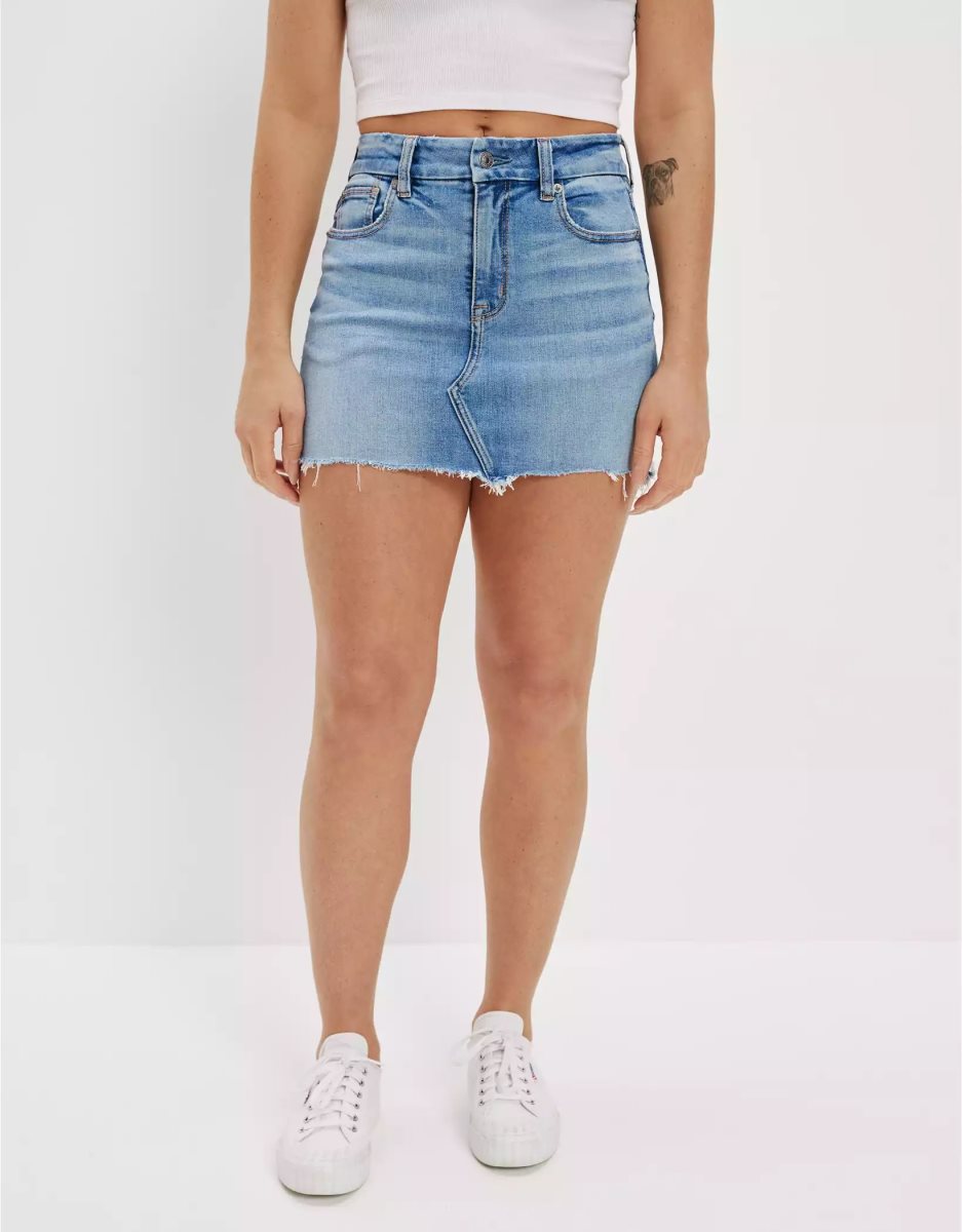 American Eagle AE High-Rise Curvy Denim Mini GolfSkirts Damen Waschen | VNQIT3196