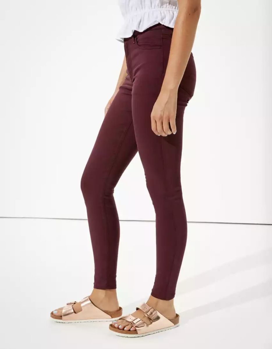 American Eagle AE High-Waisted Jegging Jeans Damen Bordeaux | JRVND1763