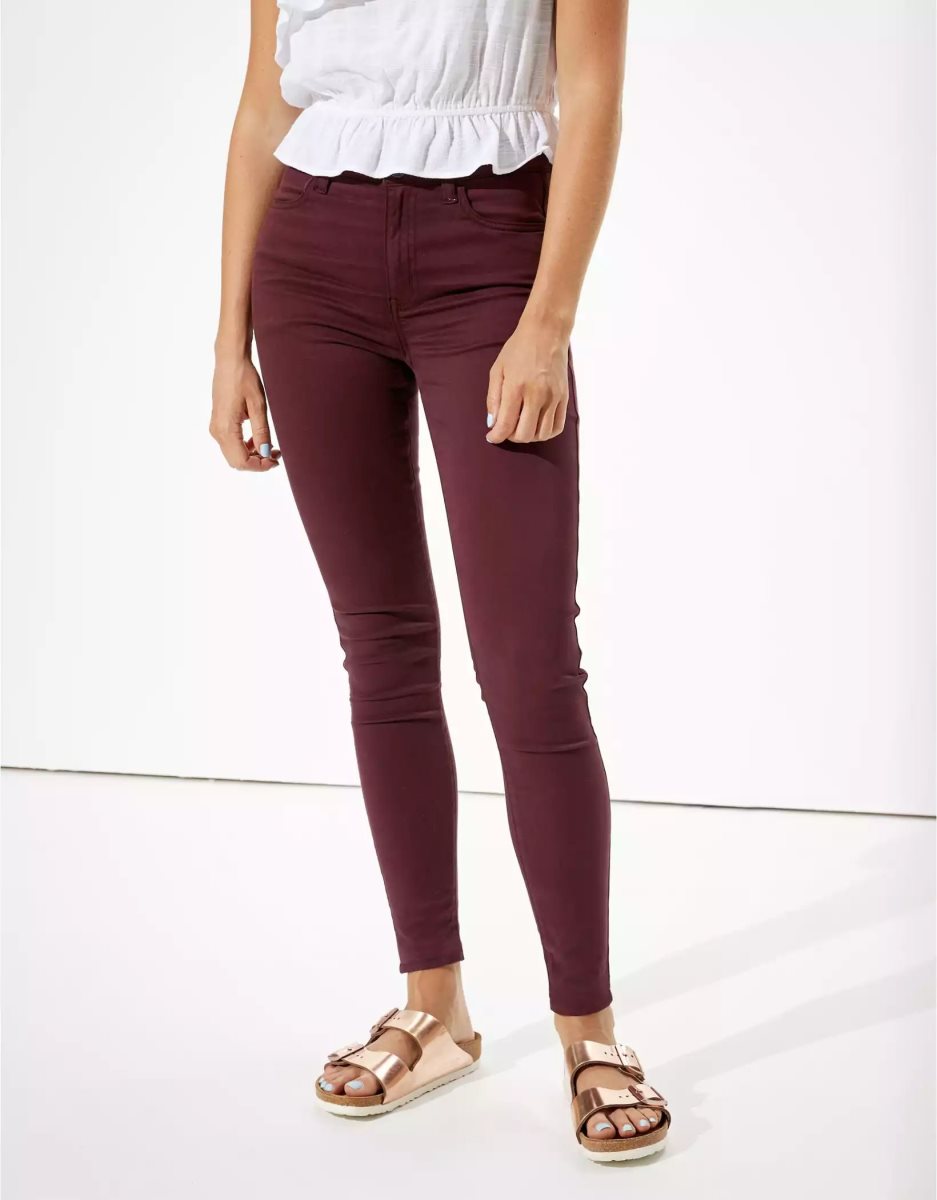 American Eagle AE High-Waisted Jegging Jeans Damen Bordeaux | JRVND1763