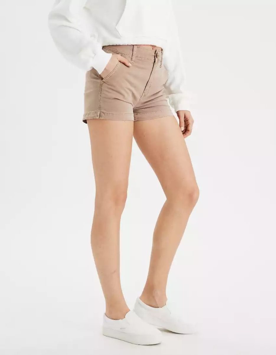 American Eagle AE High-Waisted Khaki GolfShorts Damen Grau Braun | CJYEG3645