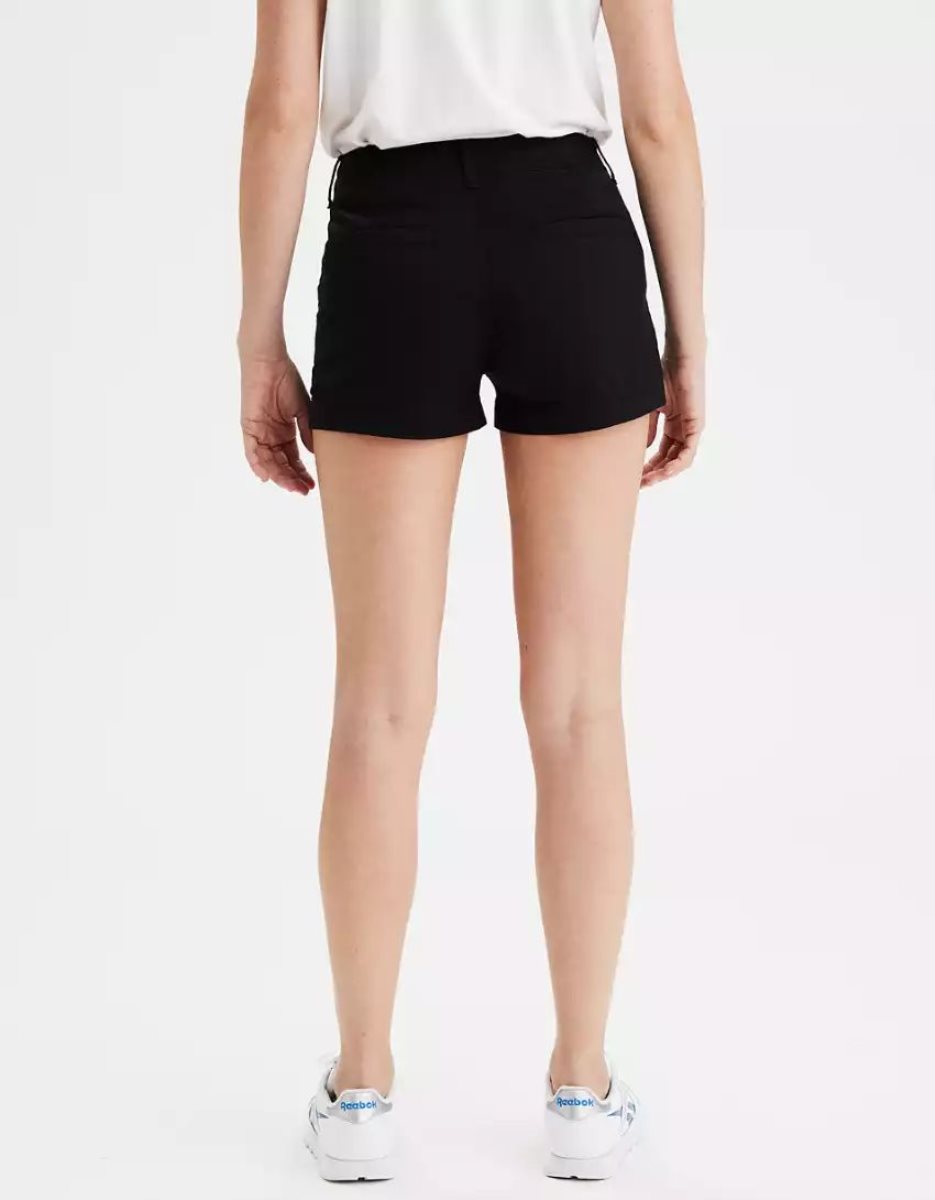 American Eagle AE High-Waisted Khaki GolfShorts Damen Schwarz | NETYH9756