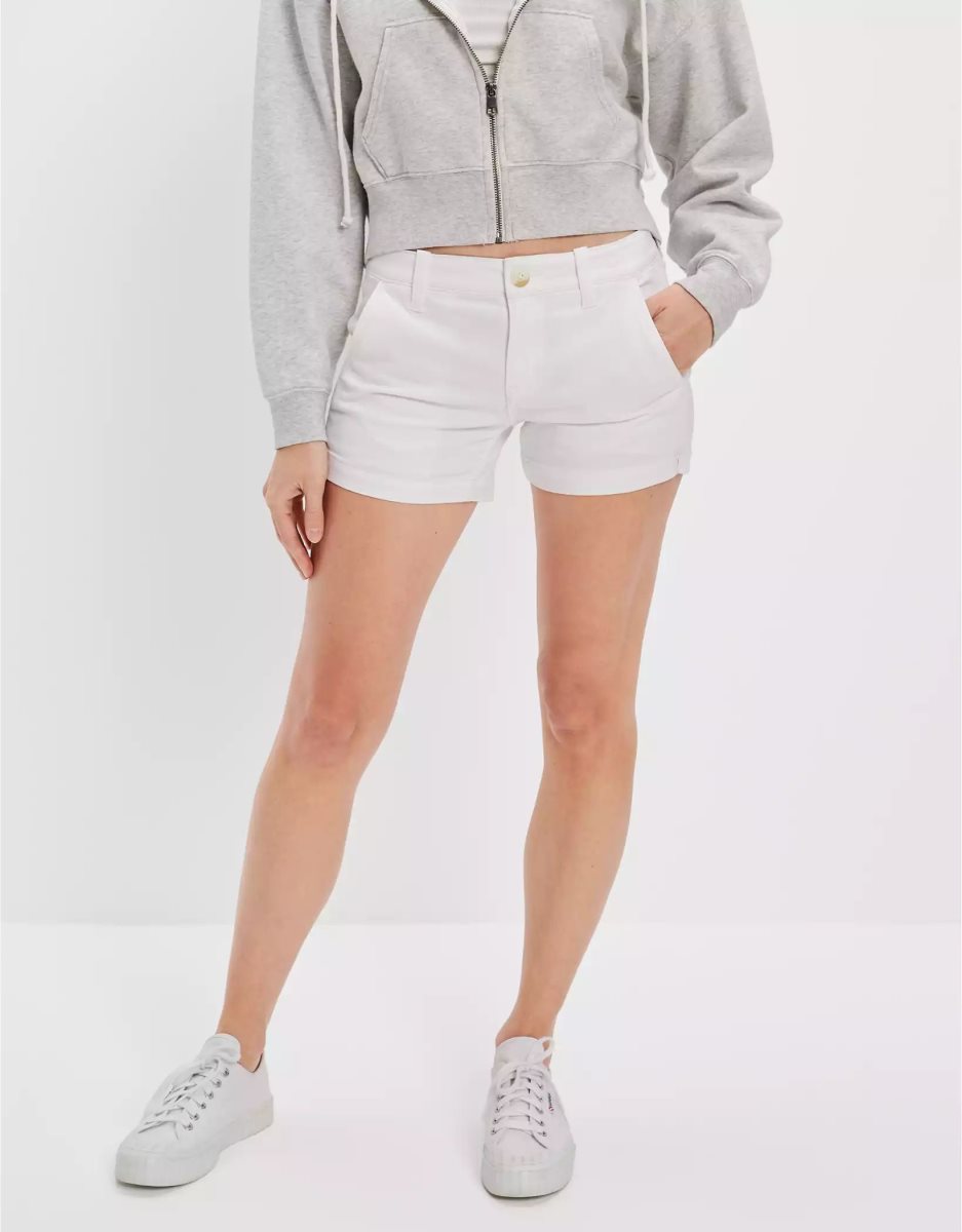 American Eagle AE Khaki Midi GolfShorts Damen Weiß | OZFAY1730