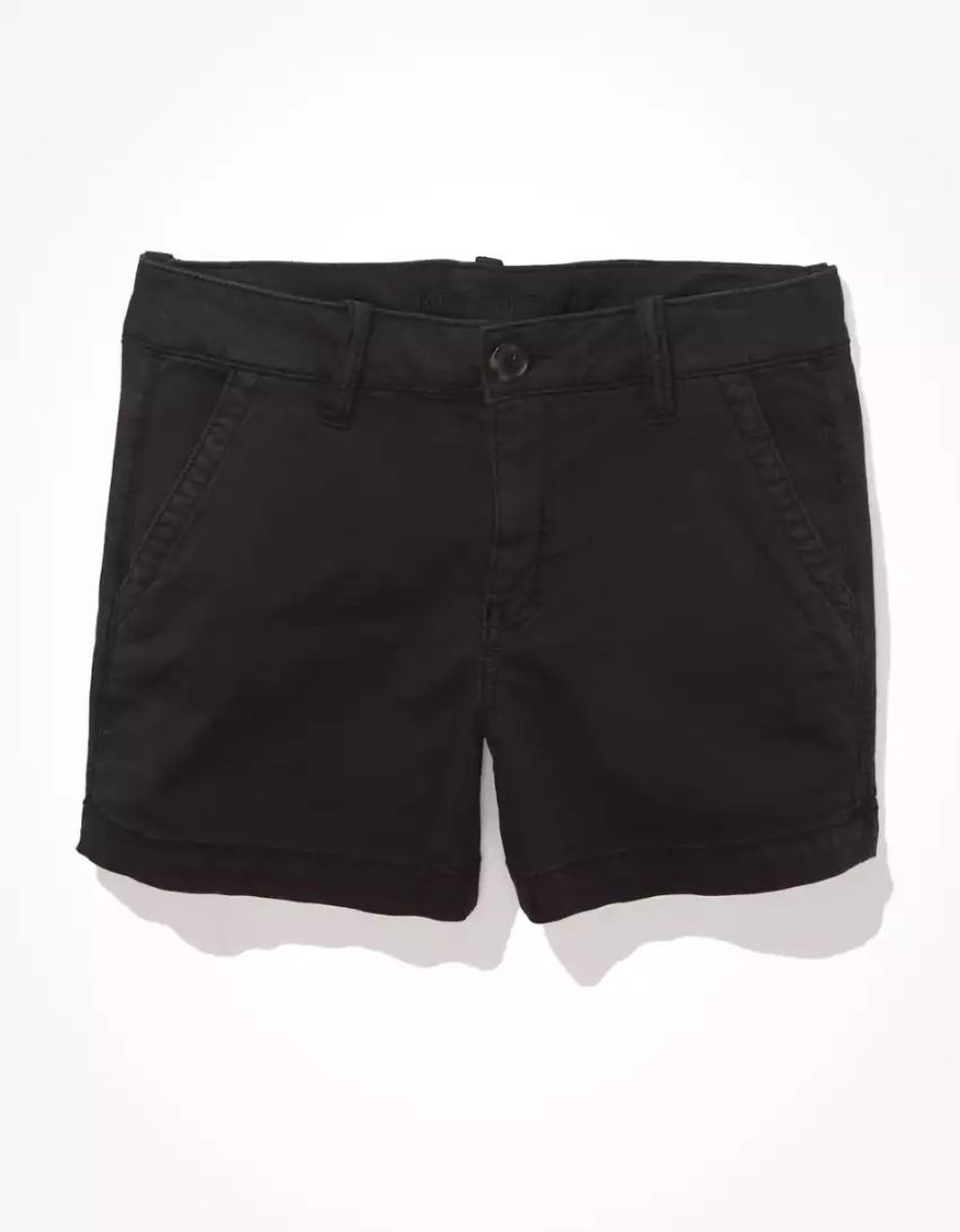 American Eagle AE Khaki Midi GolfShorts Damen Schwarz | QIYAT7625