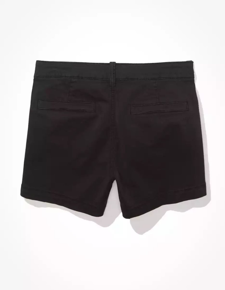 American Eagle AE Khaki Midi GolfShorts Damen Schwarz | QIYAT7625