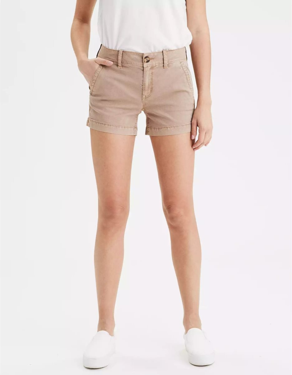 American Eagle AE Khaki Midi GolfShorts Damen Grau Braun | VRMAZ3810