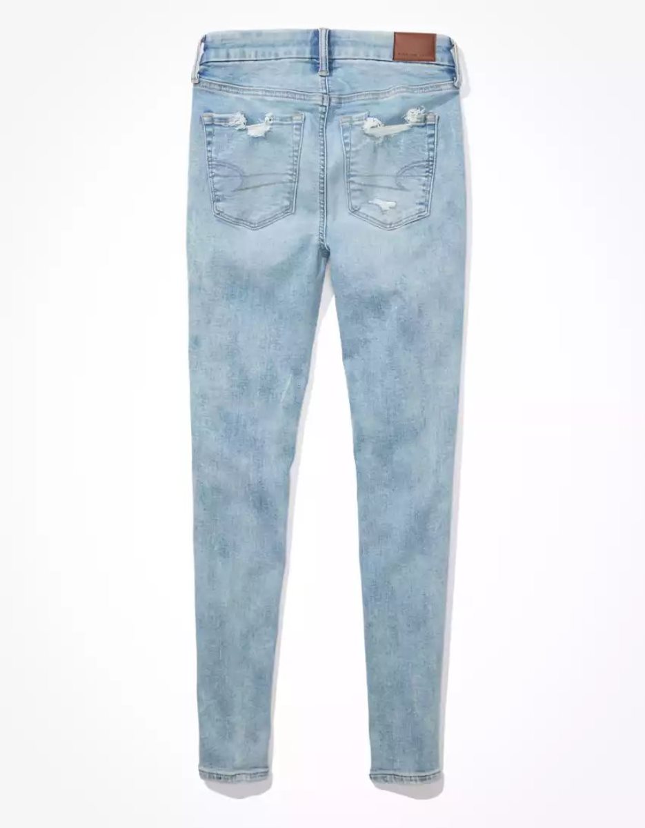 American Eagle AE Lu(x)e Ripped High-Waisted Jegging Jeans Damen Blau Weiß | MJTSZ2409