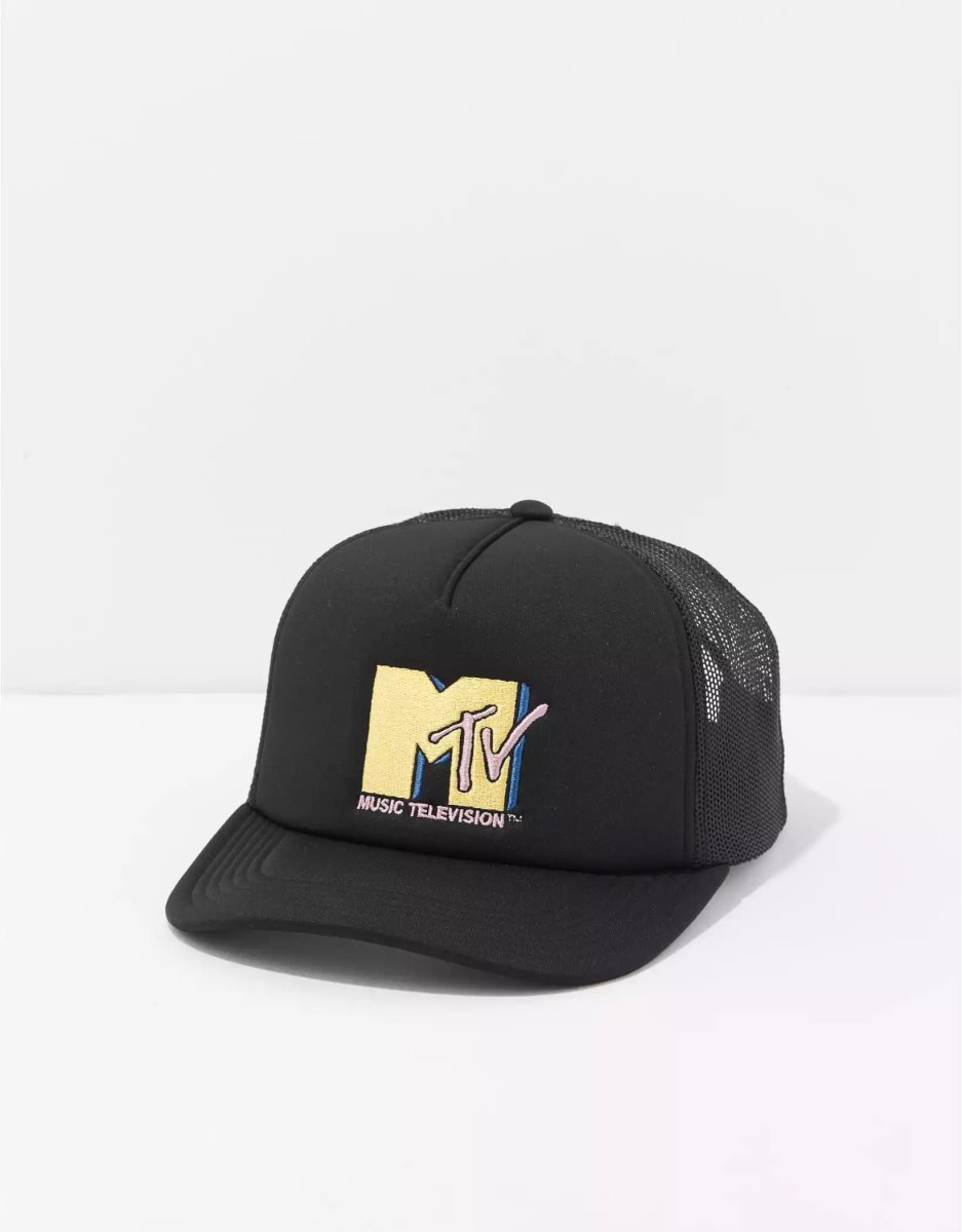 American Eagle AE MTV Foam Trucker Hüte Herren Schwarz | EQBIZ5742