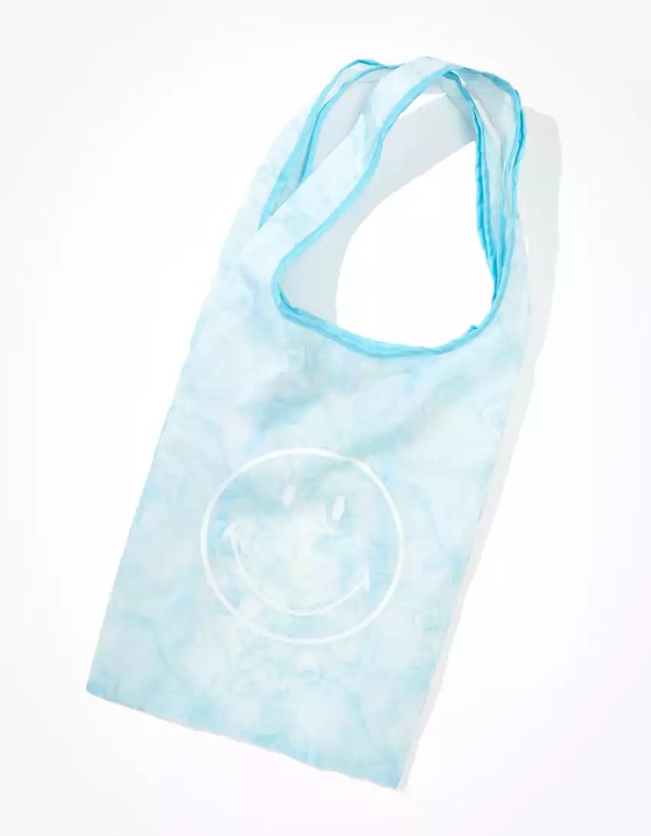 American Eagle AE Marble Smiley Recycled Nylon Tote Tasche Damen Blau | PIFOV0895