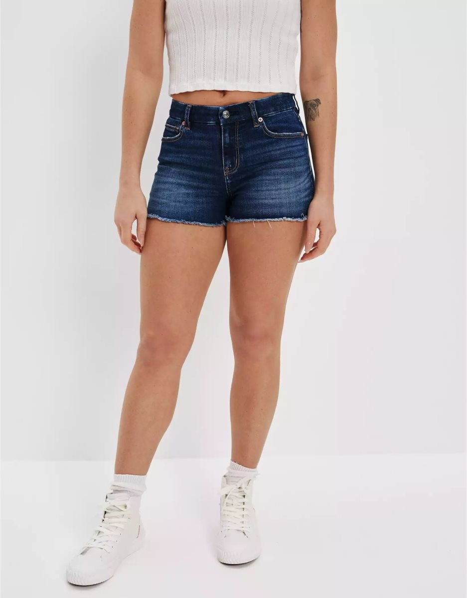 American Eagle AE Ne(x)t Level Curvy High-Waisted Denim GolfShorts Damen Dunkelindigo | GDTCV6750