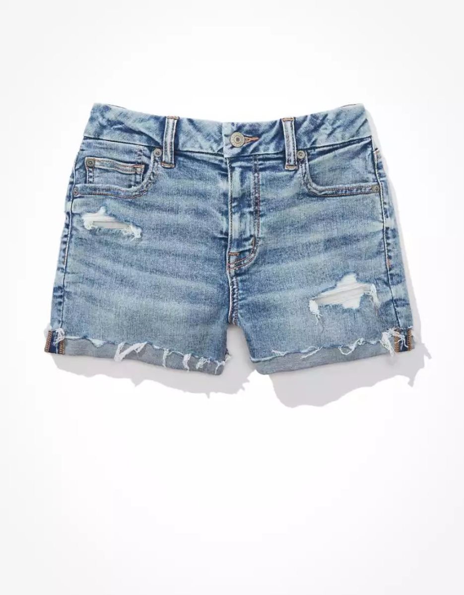 American Eagle AE Ne(x)t Level Curvy High-Waisted Denim GolfShorts Damen Hellwaschen | SZHON0193