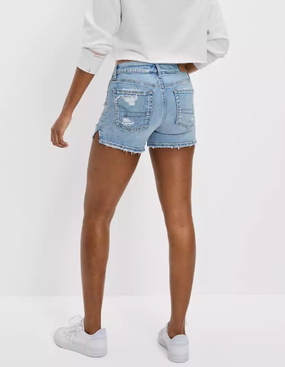 American Eagle AE Ne(x)t Level Denim Midi GolfShorts Damen Hellindigo | OETJG5784