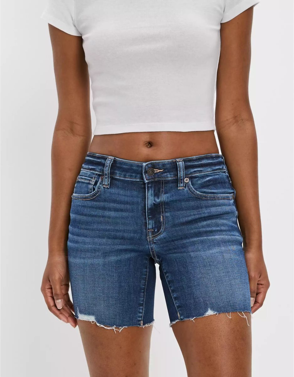 American Eagle AE Ne(x)t Level Denim Schlank Bermuda GolfShorts Damen Indigo Waschen | AXRJD3027