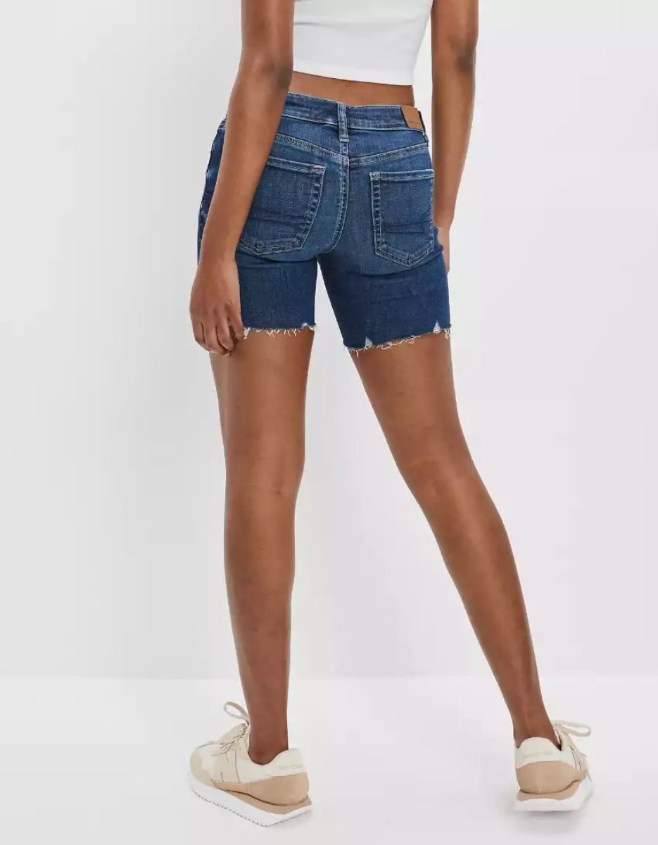 American Eagle AE Ne(x)t Level Denim Schlank Bermuda GolfShorts Damen Indigo Waschen | AXRJD3027