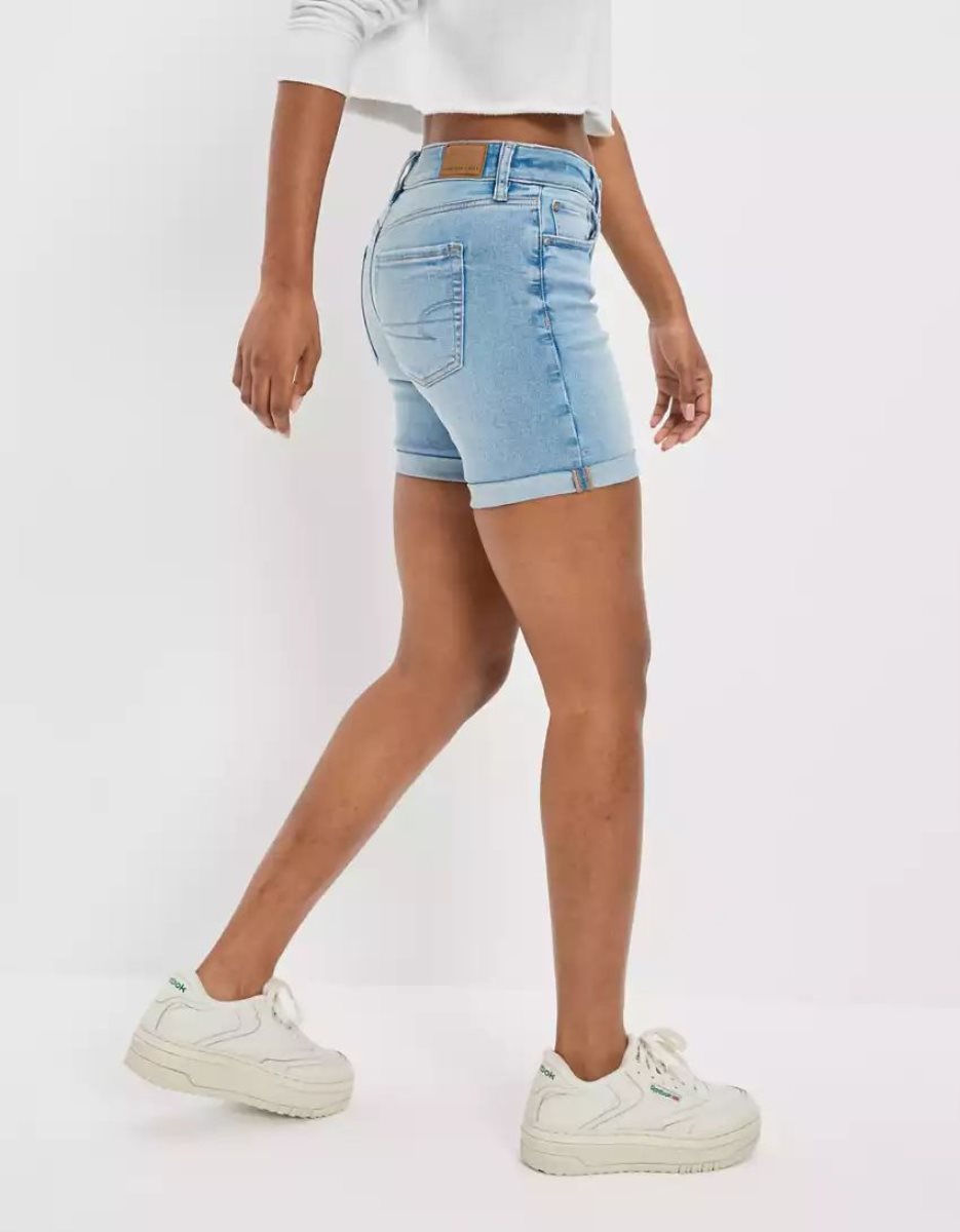 American Eagle AE Ne(x)t Level Denim Schlank Bermuda GolfShorts Damen Hellwaschen | KXCWJ6857