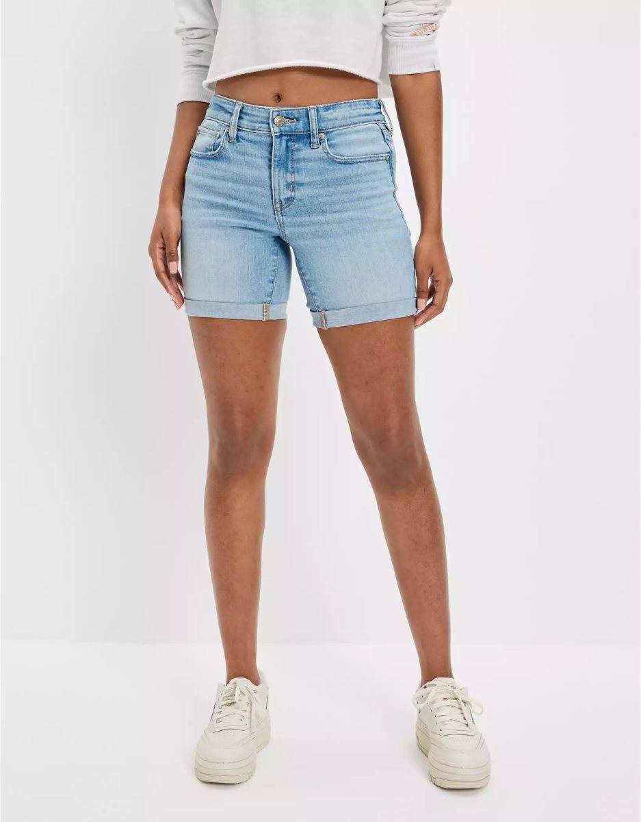 American Eagle AE Ne(x)t Level Denim Schlank Bermuda GolfShorts Damen Hellwaschen | KXCWJ6857