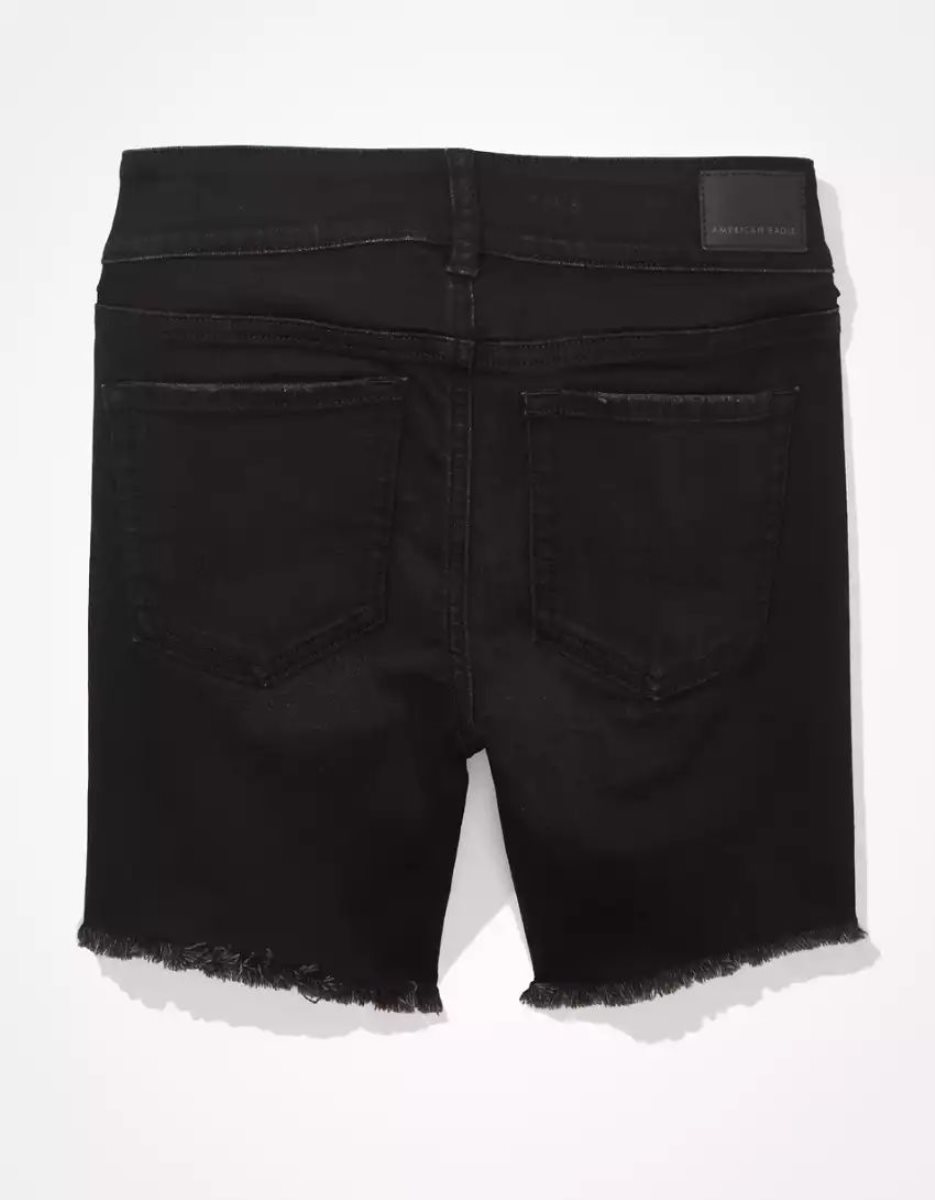 American Eagle AE Ne(x)t Level Denim Super Low-Rise Schlank Bermuda GolfShorts Damen Schwarz | FUVXC5791