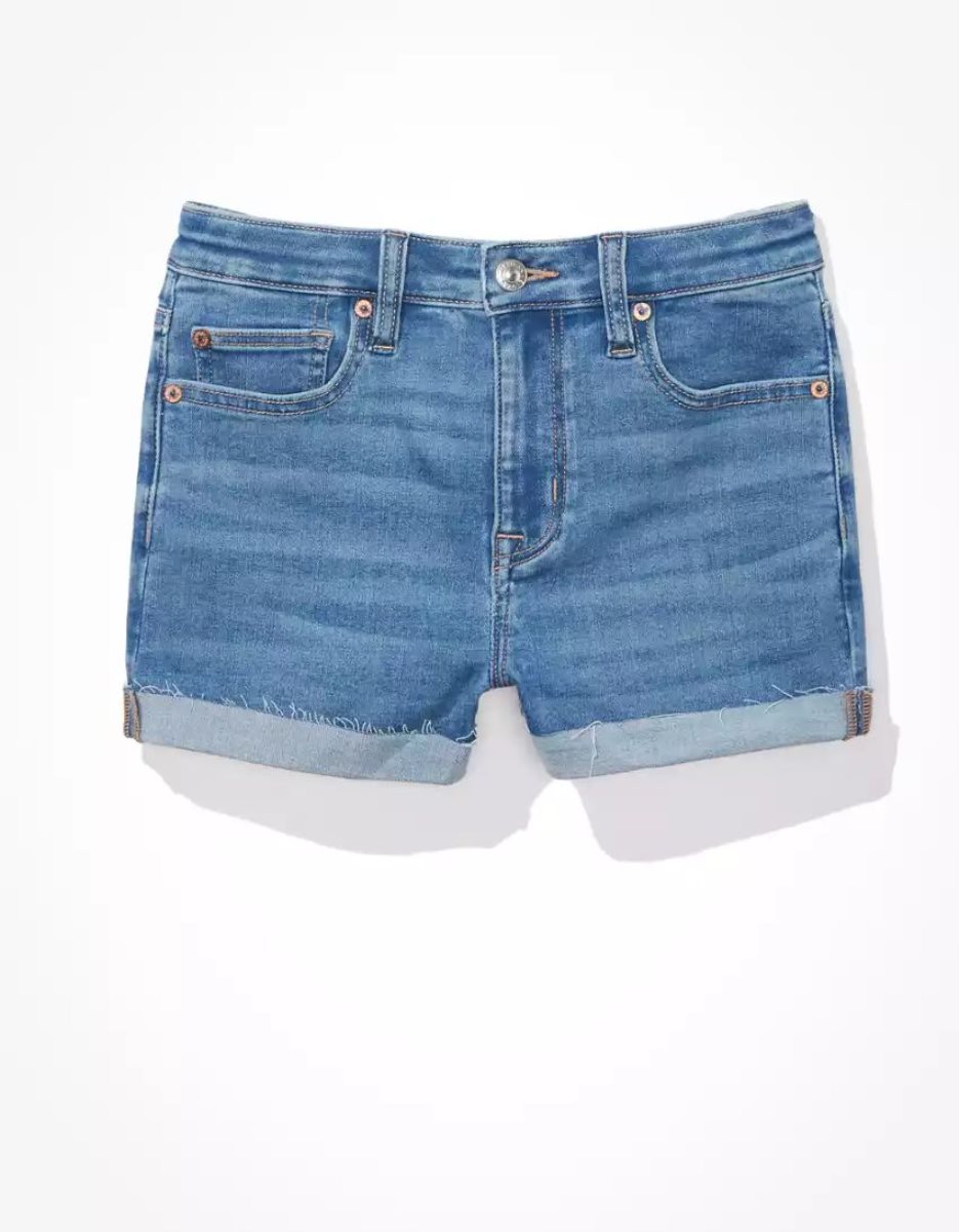 American Eagle AE Ne(x)t Level High-Waisted Denim GolfShorts Damen Hellwaschen | AGJWH0198