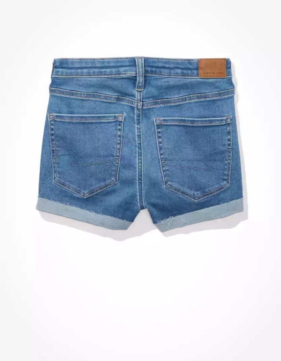 American Eagle AE Ne(x)t Level High-Waisted Denim GolfShorts Damen Hellwaschen | AGJWH0198