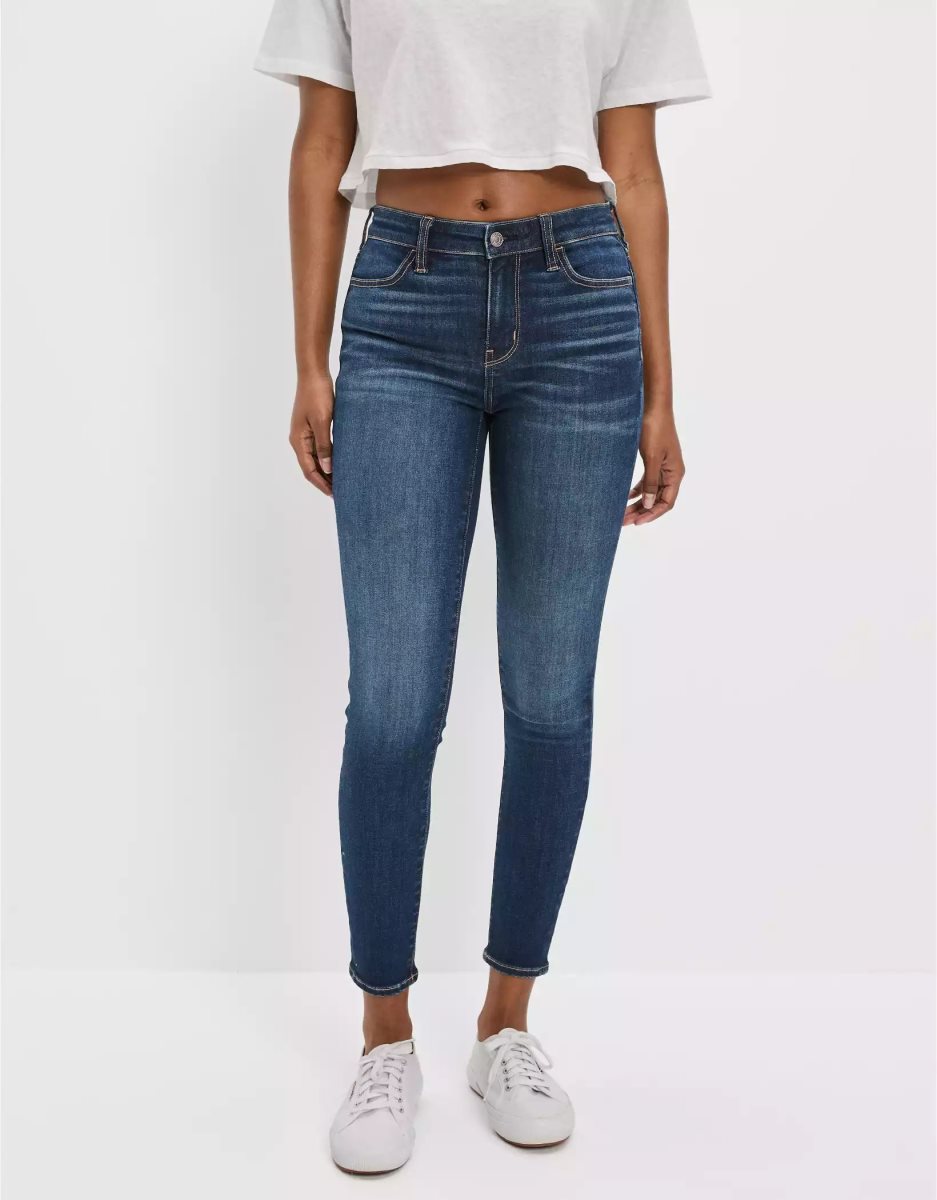 American Eagle AE Ne(x)t Level High-Waisted Jegging Crop Jeans Damen Dunkelindigo | BRVLH9235