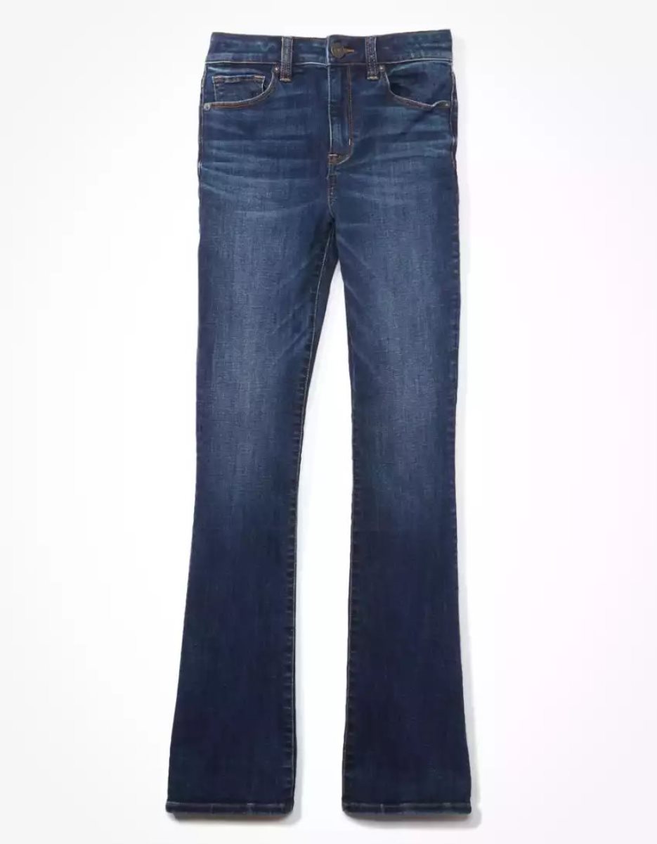 American Eagle AE Ne(x)t Level High-Waisted Schlank Kick Jeans Damen Tiefesblau | CBPRG6457