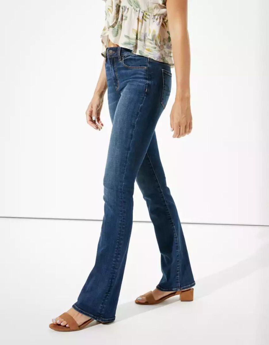 American Eagle AE Ne(x)t Level High-Waisted Schlank Kick Jeans Damen Tiefesblau | CBPRG6457