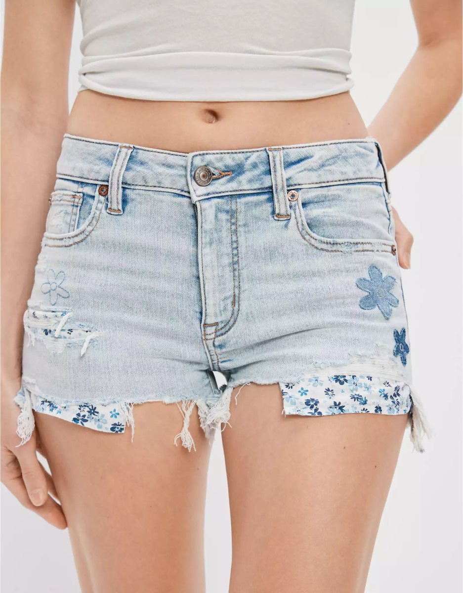 American Eagle AE Ne(x)t Level High-Waisted Denim GolfShorts Damen Hellwaschen | JBYKI0645