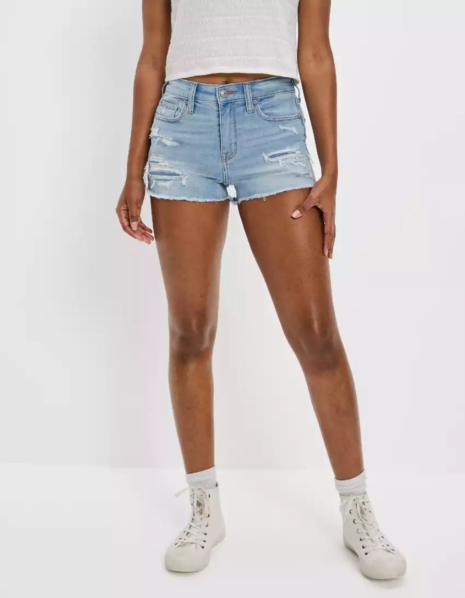 American Eagle AE Ne(x)t Level High-Waisted Denim GolfShorts Damen Hellindigo | XBOLN8107