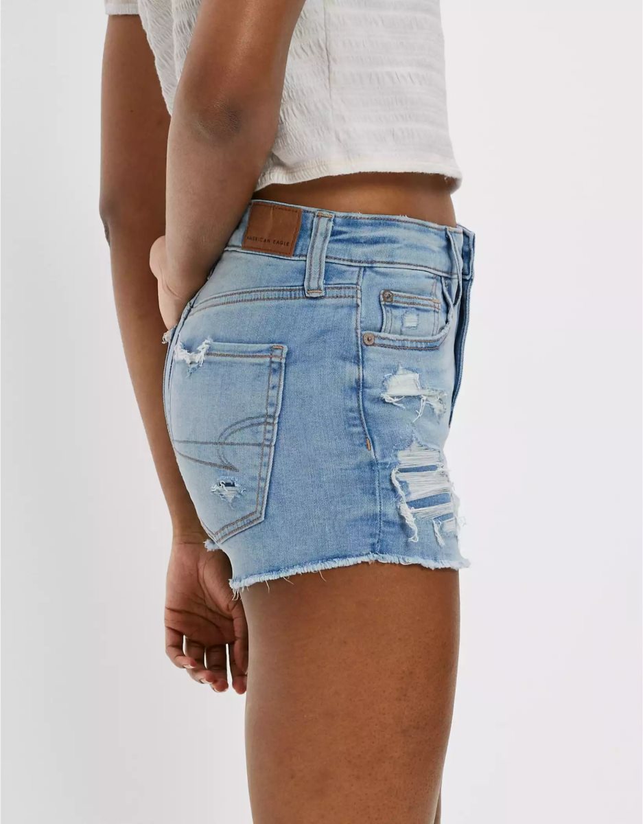 American Eagle AE Ne(x)t Level High-Waisted Denim GolfShorts Damen Hellindigo | XBOLN8107