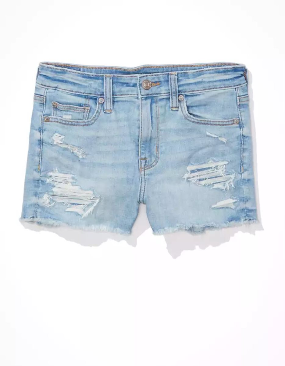 American Eagle AE Ne(x)t Level High-Waisted Denim GolfShorts Damen Hellindigo | XBOLN8107